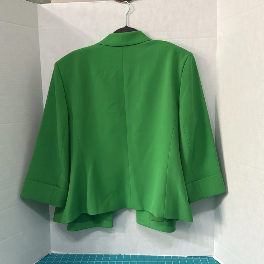 Evan-Picone Black Label Lime Green Open Front 3/4 Sleeve Blazer Workwear Size 18 - Picture 10 of 10